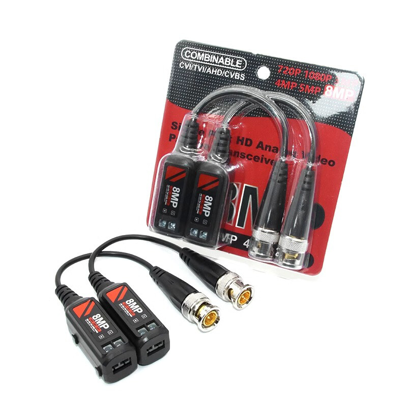1 pāri AHD/CVI/TVI 8MP 4K savīti BNC Balun pasīvie raiduztvērēji UTP Balun BNC Cat5 CCTV UTP video