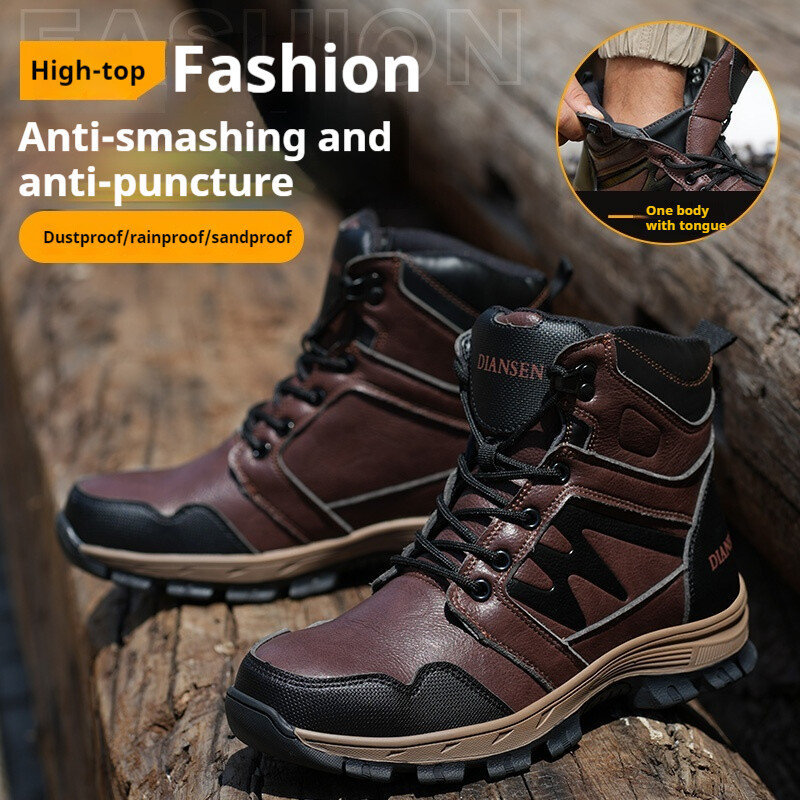 Pantofi de siguranță pentru bărbați, impermeabili, Cizme de lucru anti-alunecare, pantofi de lucru anti-puncție, pantofi de siguranță cu vârf de oțel, pentru prevenirea nisipului de lucru