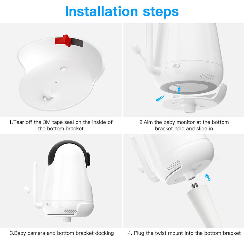 Kūdikių monitoriaus laikiklis, skirtas VAVA Baby Monitor 720P kūdikių monitoriaus kūdikių lopšio laikikliui be įrankių ar sienos pažeidimų