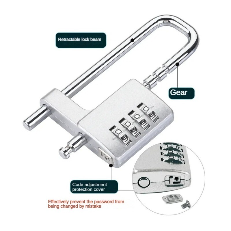 Nova podesiva produljena brava u obliku slova U, lokot, brava s kartotekom, ormarić, brava na ručki za vrata, brava s lozinkom protiv krađe