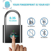 Smart Door Lock pirkstu nospiedumu piekaramā atslēga Ūdensizturīga pirkstu nospiedumu durvju slēdzene Uzlādējama digitālā elektroniskā durvju slēdzene cadenas à kodi