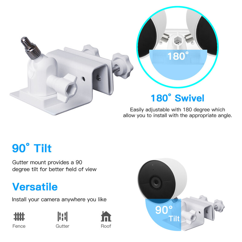 Без пробиване Устойчива на атмосферни влияния монтажна скоба за улуци за Google Nest Cam (батерия) Монтажни скоби, въртящи се на 180 градуса