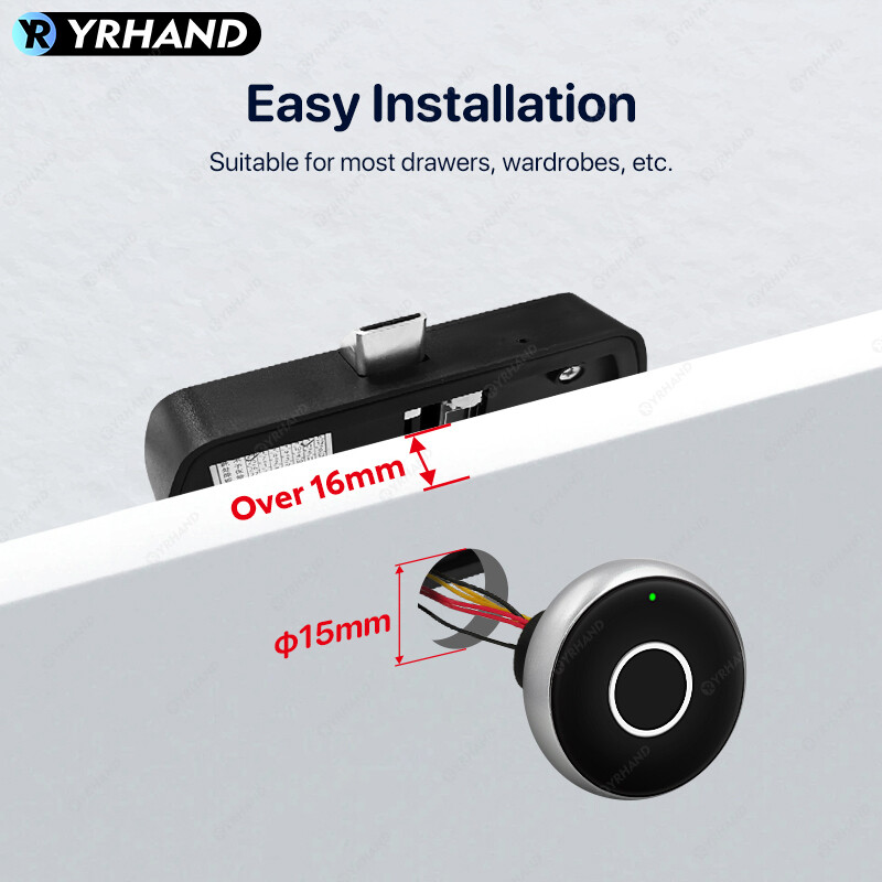 YRHAND Sertar pentru amprentă baterie cu amprentă Încuietoare dulap Încuietoare electronică fără cheie Încuietoare fără fir inteligentă pentru casă și birou