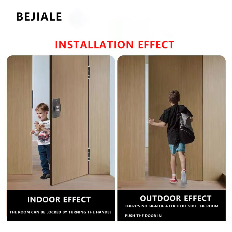 2023 Încuietoare invizibilă pentru ușă, fără fante, încuietoare pentru ușă pentru dormitor, pentru interior, casă, încuietoare universală pentru ușă din lemn, încuietoare ascunsă și ascunsă