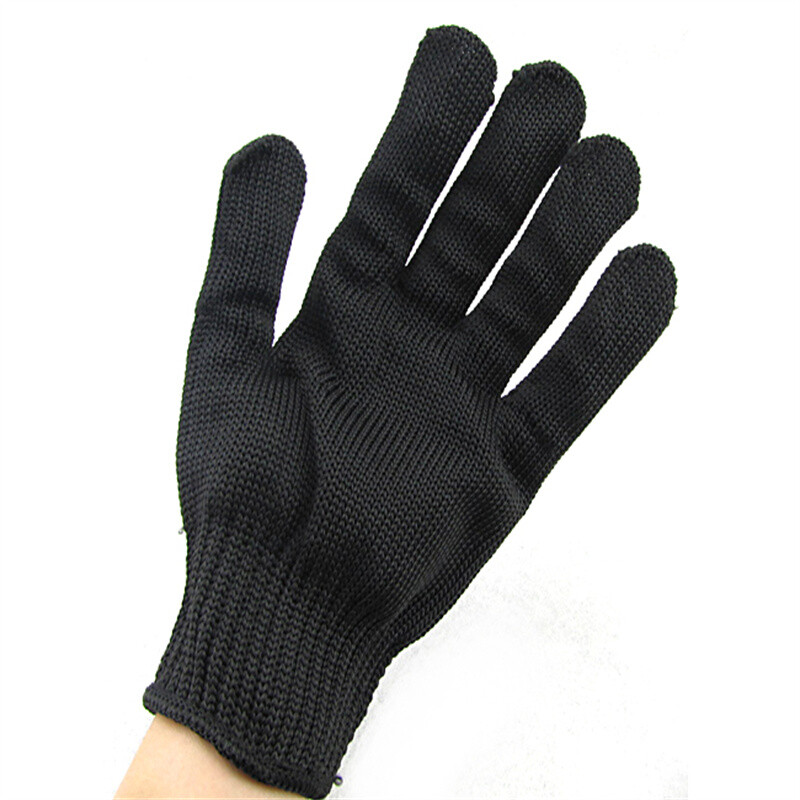 1 Poros savigynos pirštinės, apsaugančios nuo pjovimo, juodos plieninės vielos metalo tinklelio pirštinės virtuvės sodo rankų apsaugos darbo pirštinės