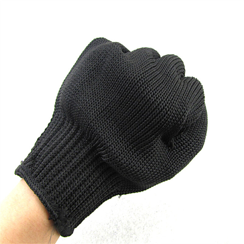 1 Poros savigynos pirštinės, apsaugančios nuo pjovimo, juodos plieninės vielos metalo tinklelio pirštinės virtuvės sodo rankų apsaugos darbo pirštinės