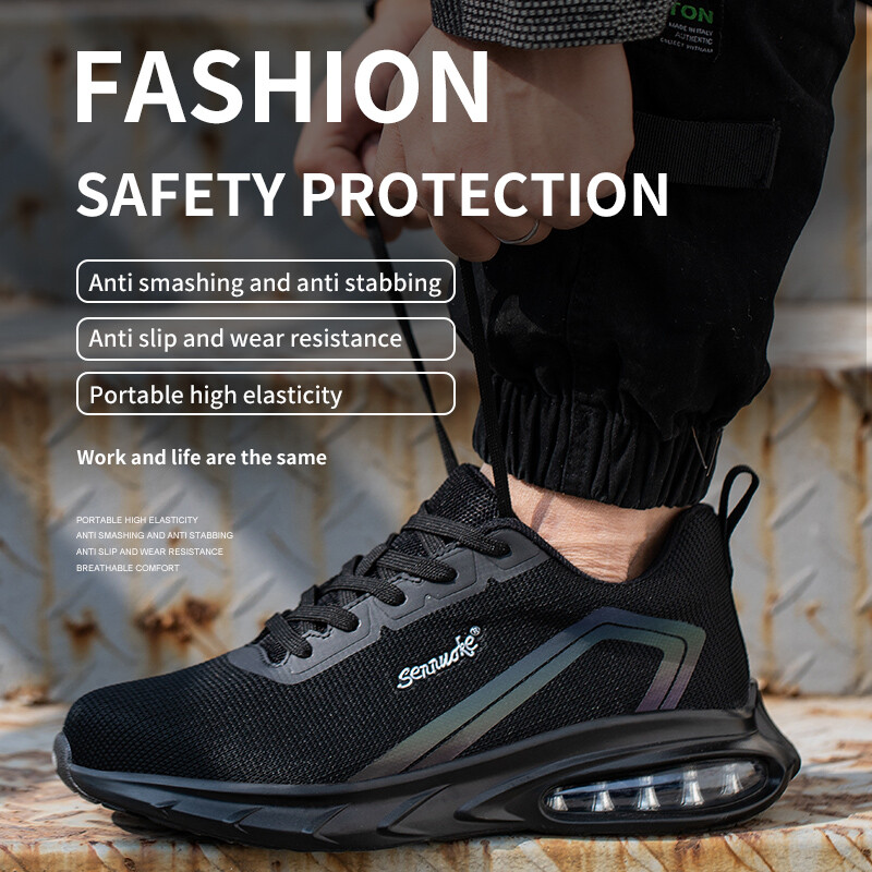 Apsauginiai batai Vyriški darbiniai batai Lengvi minkšto plieno pirštai Sportiniai batai Nemokamas pristatymas Pramoninis saugus teniso plieninis pirštų dangtelis
