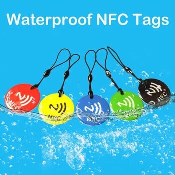 10pcs Ntag213 NFC Tag Lable Token With Rope RFID 13,56MHz 144 Bytes ISO14443A Epoxy Card 35mm Diameter for All Enabled NFC Phone