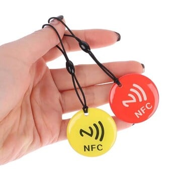 10pcs Ntag213 NFC Tag Lable Token With Rope RFID 13,56MHz 144 Bytes ISO14443A Epoxy Card 35mm Diameter for All Enabled NFC Phone