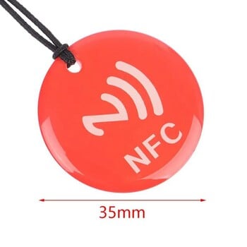 10pcs Ntag213 NFC Tag Lable Token With Rope RFID 13,56MHz 144 Bytes ISO14443A Epoxy Card 35mm Diameter for All Enabled NFC Phone