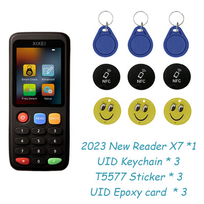 Нов Rfid четец на смарт карти X7 125khz Badge Copier 13.56mhz Nfc декодер Дубликатор Ic Id Chip Tag Clone Ntag213 215 Key Writer