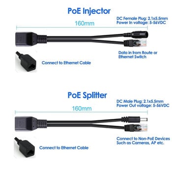 48V έως 12V POE Spliter Waterprrof με μονάδα εγχυτήρα τροφοδοσίας καλωδίου βίντεο και προσαρμογέα ρεύματος για επέκταση κάμερας IP