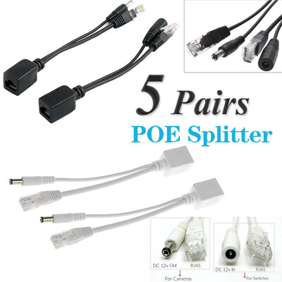 48V–12V POE Spliter Waterprrof video- és tápadapterrel, tápkábel-befecskendezővel az IP-kamera-hosszabbítóhoz