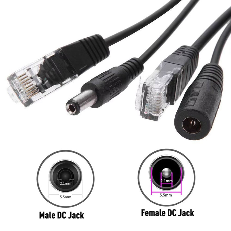 48V kuni 12V POE spliter Waterprrof koos video- ja toiteadapteri kaabli toitemooduli injektoriga IP-kaamera laiendi jaoks