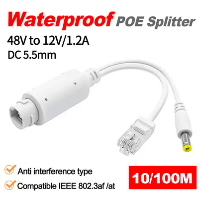 IEEE802.3af/48V-tól 12V-ig POE Spliter Waterprrof Video/Tápadapter kábel tápmodul befecskendezővel az IP kamera hosszabbítóhoz