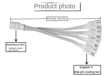 Μητρική πλακέτα υπολογιστή 4 ακίδων Καλώδιο επέκτασης 4 ακίδων 4 ακίδων PWM Έλεγχος θερμοκρασίας ανεμιστήρας CPU 1 έως 4 Καλώδιο προσαρμογέα