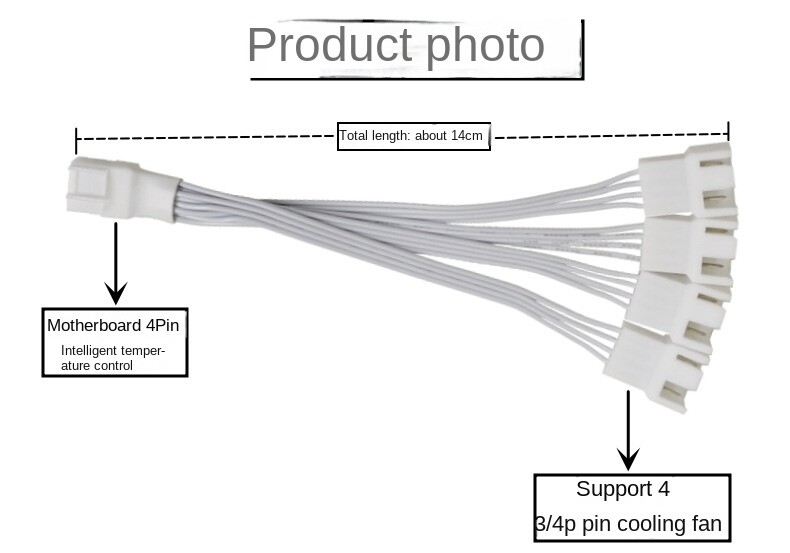 Компютърна дънна платка 4-пинов един към четири разширителен кабел 4P четири-пинов PWM контрол на температурата Вентилатор за охлаждане на процесора 1 към 4 адаптерен кабел