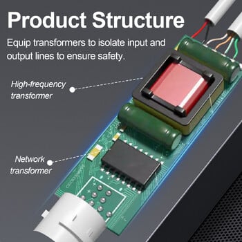 48V έως 12V POE Splitter Αδιάβροχος προσαρμογέας Active DC Adaptive Separator Cable Supply Module Injector for 100M IP Camera 1.2A