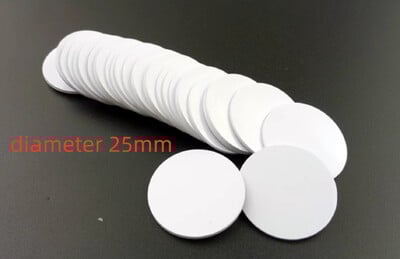 10 tk, ainult 125 khz, loetav RFID EM4100 TK4100 läbipaistev ümmargune mündikaart (25 mm) ID juurdepääsukontrolli siltide jaoks Nutikas võtmehoidja