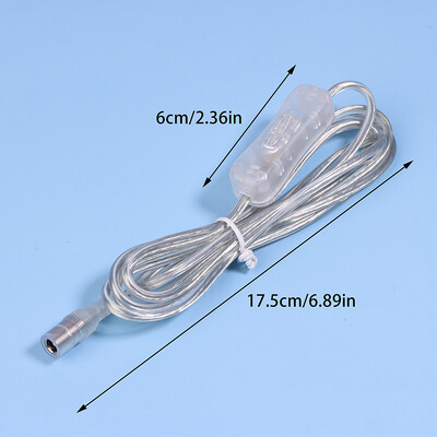 2M 22AWG DC 5,5 mm x 2,1 mm 12 V kabelio lizdas 304 jungiklio mygtuko jungties prailginimo maitinimo laidas, skirtas LED juostiniam apšvietimui