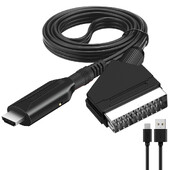 SCART į HDMI keitiklis su kabeliu, Scart į HDMI išvestis HD 720P/1080P vaizdo garso konverterio adapteris HDTV DVD
