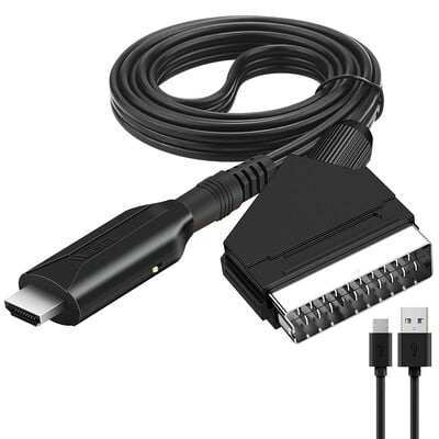 SCART-HDMI pārveidotājs ar kabeli, Scart in HDMI Out HD 720P/1080P Switch Video Audio Converter Adapter HDTV DVD