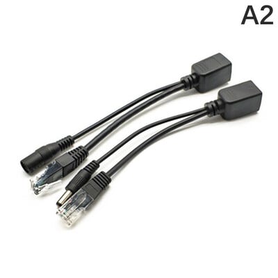Baltas Juodas POE kabelis pasyvus maitinimo per Ethernet adapteris skirstytuvas RJ45 purkštuko tiekimo modulis 12-48v IP kameros priedams