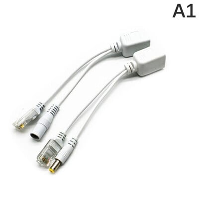 Baltas Juodas POE kabelis pasyvus maitinimo per Ethernet adapteris skirstytuvas RJ45 purkštuko tiekimo modulis 12-48v IP kameros priedams