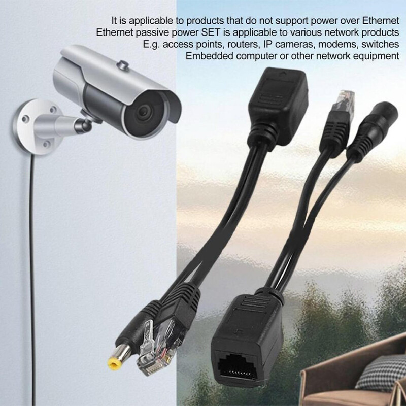 Bijelo crni POE kabel Pasivno napajanje preko Etherneta Adapter Razdjelnik RJ45 Modul za napajanje injektora 12-48v za IP Camea pribor