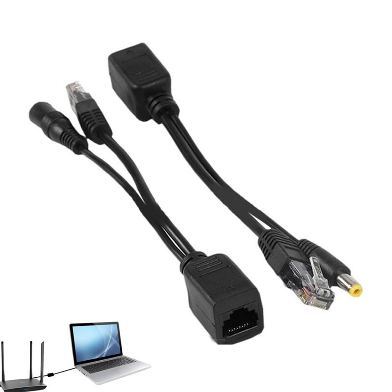 Bijelo crni POE kabel Pasivno napajanje preko Etherneta Adapter Razdjelnik RJ45 Modul za napajanje injektora 12-48v za IP Camea pribor