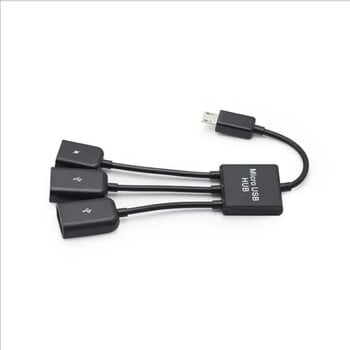 Το νεότερο 3 σε 1 Micro USB Τύπος C HUB Αρσενικό σε θηλυκό Διπλό καλώδιο προσαρμογέα USB 2.0 κεντρικού υπολογιστή OTG για υπολογιστή Smartphone Tablet 3 θύρα