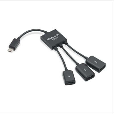 A legújabb 3 az 1-ben mikro USB C típusú HUB dupla USB 2.0 gazda OTG adapterkábel okostelefonhoz, számítógépes táblagéphez 3 port