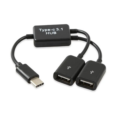 Uusim 3-ühes C-tüüpi mikro-USB jaotur, isasest naisest topelt-USB 2.0 hosti OTG-adapteri kaabel nutitelefoni arvuti tahvelarvuti 3-pordiga