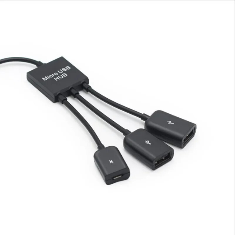 Uusim 3-ühes C-tüüpi mikro-USB jaotur, isasest naisest topelt-USB 2.0 hosti OTG-adapteri kaabel nutitelefoni arvuti tahvelarvuti 3-pordiga