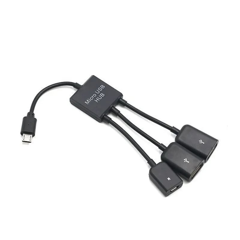 Uusim 3-ühes C-tüüpi mikro-USB jaotur, isasest naisest topelt-USB 2.0 hosti OTG-adapteri kaabel nutitelefoni arvuti tahvelarvuti 3-pordiga