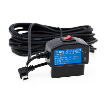 Izlaz 5V 3A Mini Micro 5PIN USB priključci Automobilski OBD adapter za cigarete Kutija za upaljač s 3,5 m kabelom prekidača za punjenje nadzorne kamere