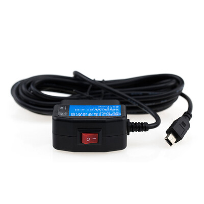 Izlaz 5V 3A Mini Micro 5PIN USB priključci Automobilski OBD adapter za cigarete Kutija za upaljač s 3,5 m kabelom prekidača za punjenje nadzorne kamere