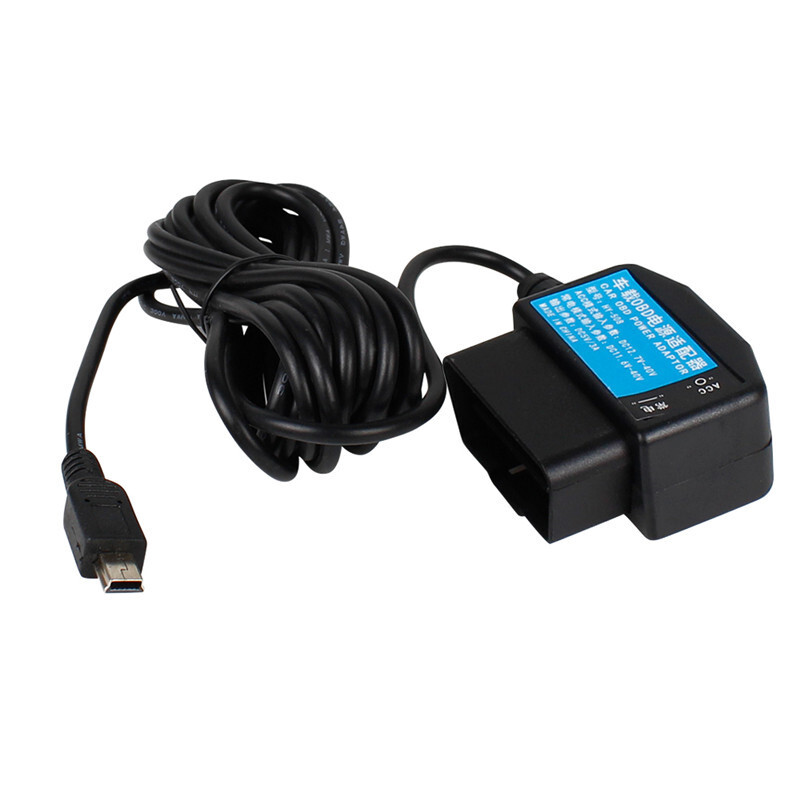 Išvestis 5V 3A Mini Micro 5PIN USB prievadai Automobilio OBD cigarečių adapterio žiebtuvėlis maitinimo dėžutė su 3,5 m jungiklio laidu prietaisų skydelio kameros įkrovimui