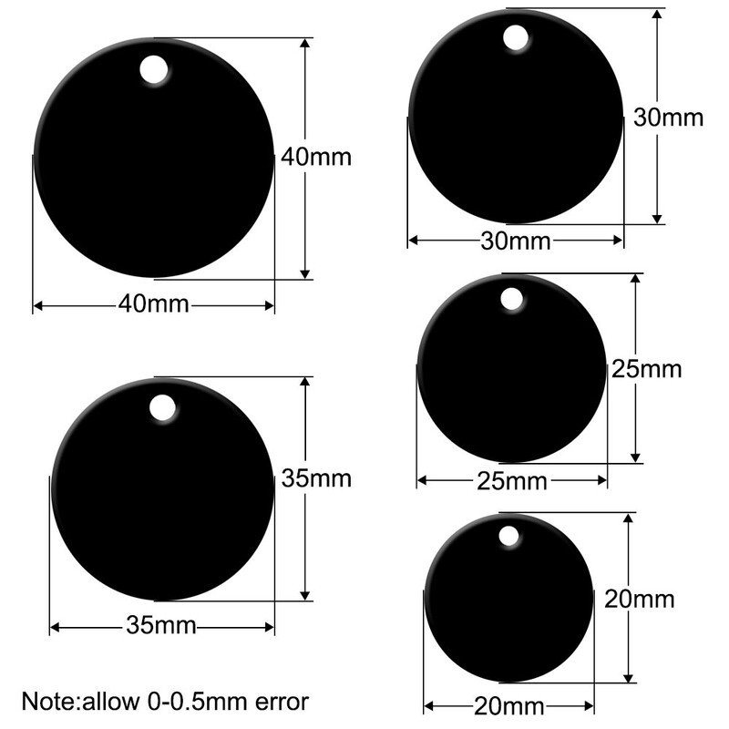 100 vnt. apvali etiketė ID tuščia pavadinimo plokštelė graviravimas lazeriu suasmenintas gyvūno vardo karoliai aksesuarai raktų pakabukai žiedai žymės didmeninė prekyba