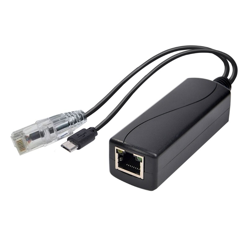 Gigabit PoE sadalītājs 1000 m 48 V līdz 5 V 2,4 A PoE atdalītājs, TIPA-C/DC5521/Micro USB barošanas spraudnis, plaši lietojams lietojumprogrammu sadalītājs