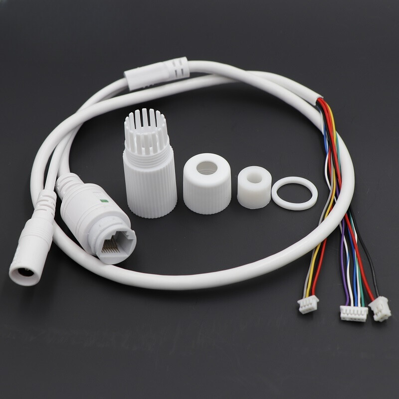 CCTV POE IP tinklo kameros PCB modulio vaizdo maitinimo kabelis Withe, 65 cm ilgio, RJ45 moteriškos jungtys su gnybtais, vandeniui atsparus kabelis