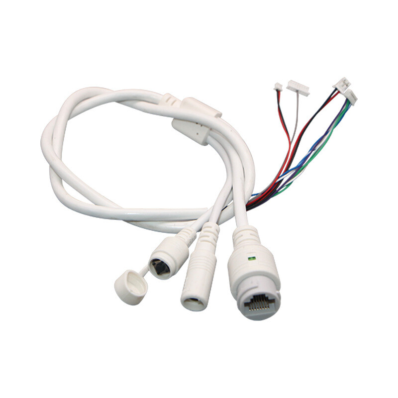 CCTV POE IP tinklo kameros PCB modulio vaizdo maitinimo kabelis Withe, 65 cm ilgio, RJ45 moteriškos jungtys su gnybtais, vandeniui atsparus kabelis
