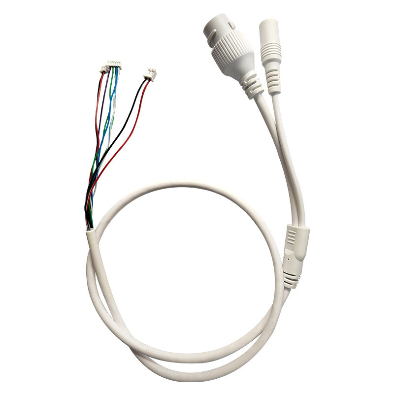 CCTV POE IP tinklo kameros PCB modulio vaizdo maitinimo kabelis Withe, 65 cm ilgio, RJ45 moteriškos jungtys su gnybtais, vandeniui atsparus kabelis