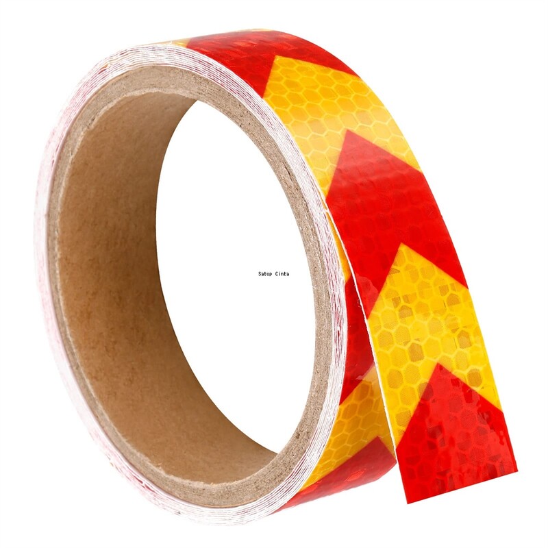 1 инч * 17 фута Arrow Bicyle Светлоотразителни стикери Жълти червени Водоустойчиви предпазни ленти Самозалепваща се рефлекторна лента за кола