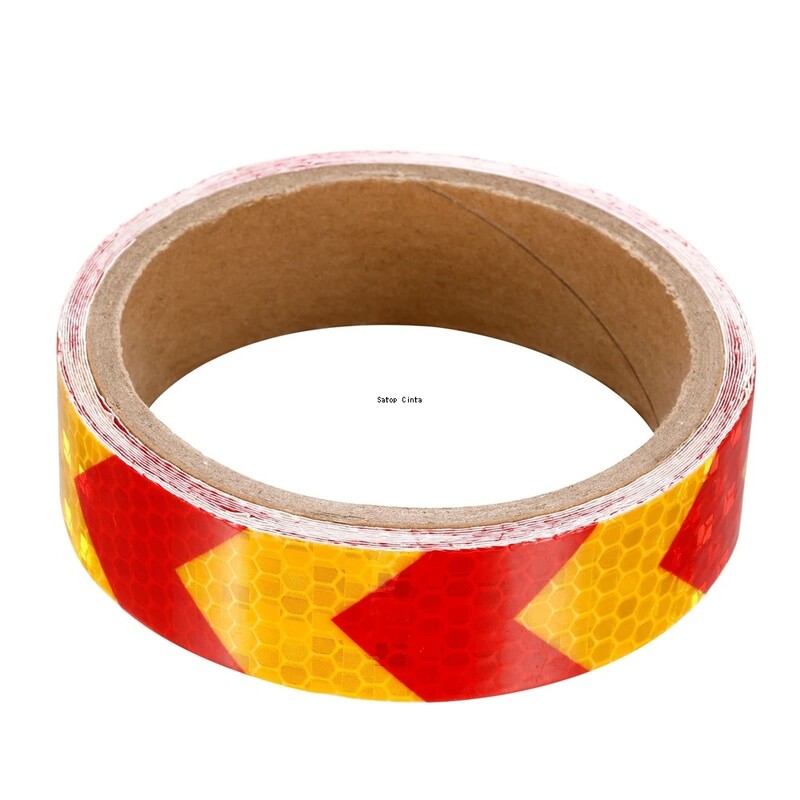 1 инч * 17 фута Arrow Bicyle Светлоотразителни стикери Жълти червени Водоустойчиви предпазни ленти Самозалепваща се рефлекторна лента за кола