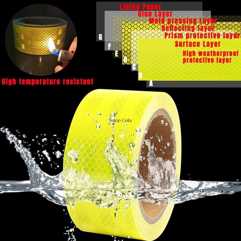 5CMx3M Sigurnosna oznaka Reflektirajuća traka Naljepnice za okvir bicikla Samoljepljiva folija upozorenja Fluorescentna žuta reflektorska traka za automobil