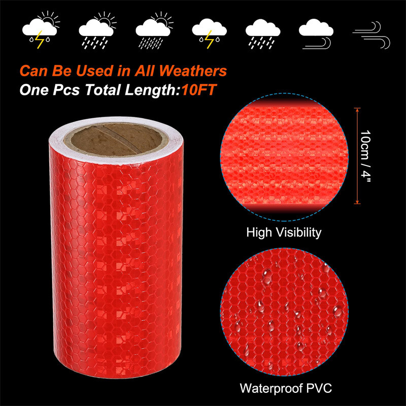 3M crvena PVC reflektirajuća samoljepljiva naljepnica Uočljiva traka Sigurnosna upozorenje na cesti Reflektorska traka za bicikl, kamion, vozilo 10 cm