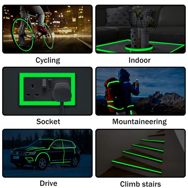 Vodootporna svjetleća u mraku Samoljepljiva traka Traka upozorenja Potrepštine za pozornicu Zidna ukrasna naljepnica Zeleno svjetlo