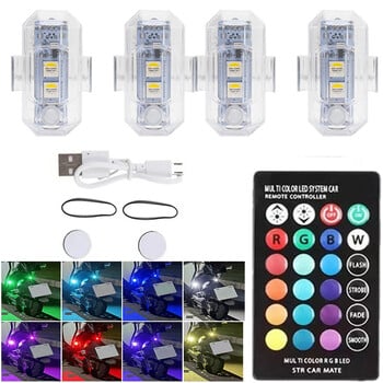 RGB LED Strobe Lights 7 Χρώματα Αυτοκινήτου Μοτοσικλέτας LED Θέση φλας Ασύρματο φως Προειδοποιητικά φώτα αεροπλάνου ελικοπτέρου