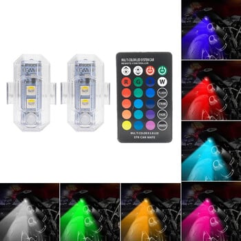 RGB LED Strobe Lights 7 Χρώματα Αυτοκινήτου Μοτοσικλέτας LED Θέση φλας Ασύρματο φως Προειδοποιητικά φώτα αεροπλάνου ελικοπτέρου